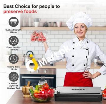 Bonsenkitchen Vacuum Sealer With Integrated Cutter For Wet & Dry Food - Imported From Uk